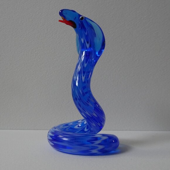 Vintage Blown Glass Blue Snake Figurine - Picture 3 of 8